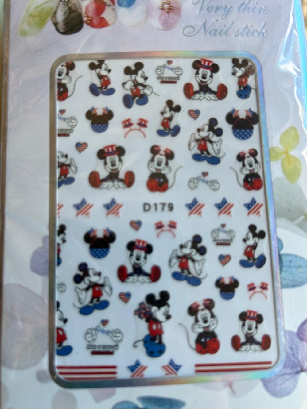 Patriotic Cartoon Character Nail Stickers - Red, Blue, White